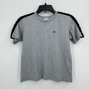 Lacoste Tshirt Kids Size‎ 12 Gray Black Logo Back To School Basic Tee Designer